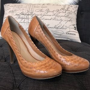 Camel Platform Heels Great Woven Detail